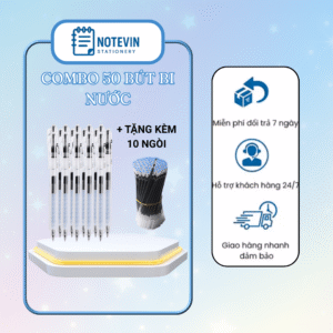Combo 50 Bút Bi Nước Notevin – Viết Mượt, Mực Đều, Tặng 10 Ngòi