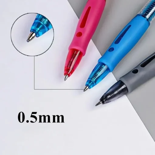 Bút Gel Bấm 0.5mm Mực Đen Xanh Đỏ Notevin - Bộ 5 Bút + 20 Ruột Thay, Viết Trơn, Cầm Êm, Văn Phòng Học Sinh